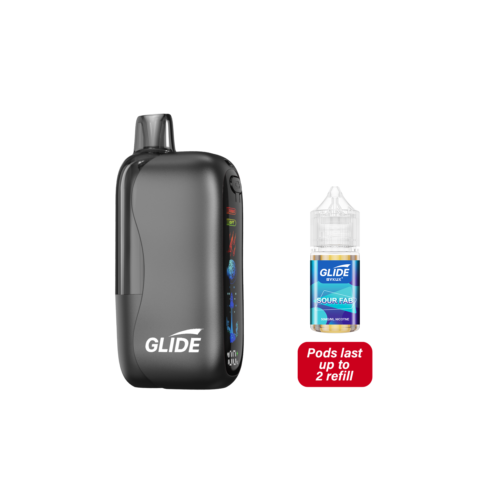 Glide 80K Pod Sour Fab Disposable Vape - Black Coral 
