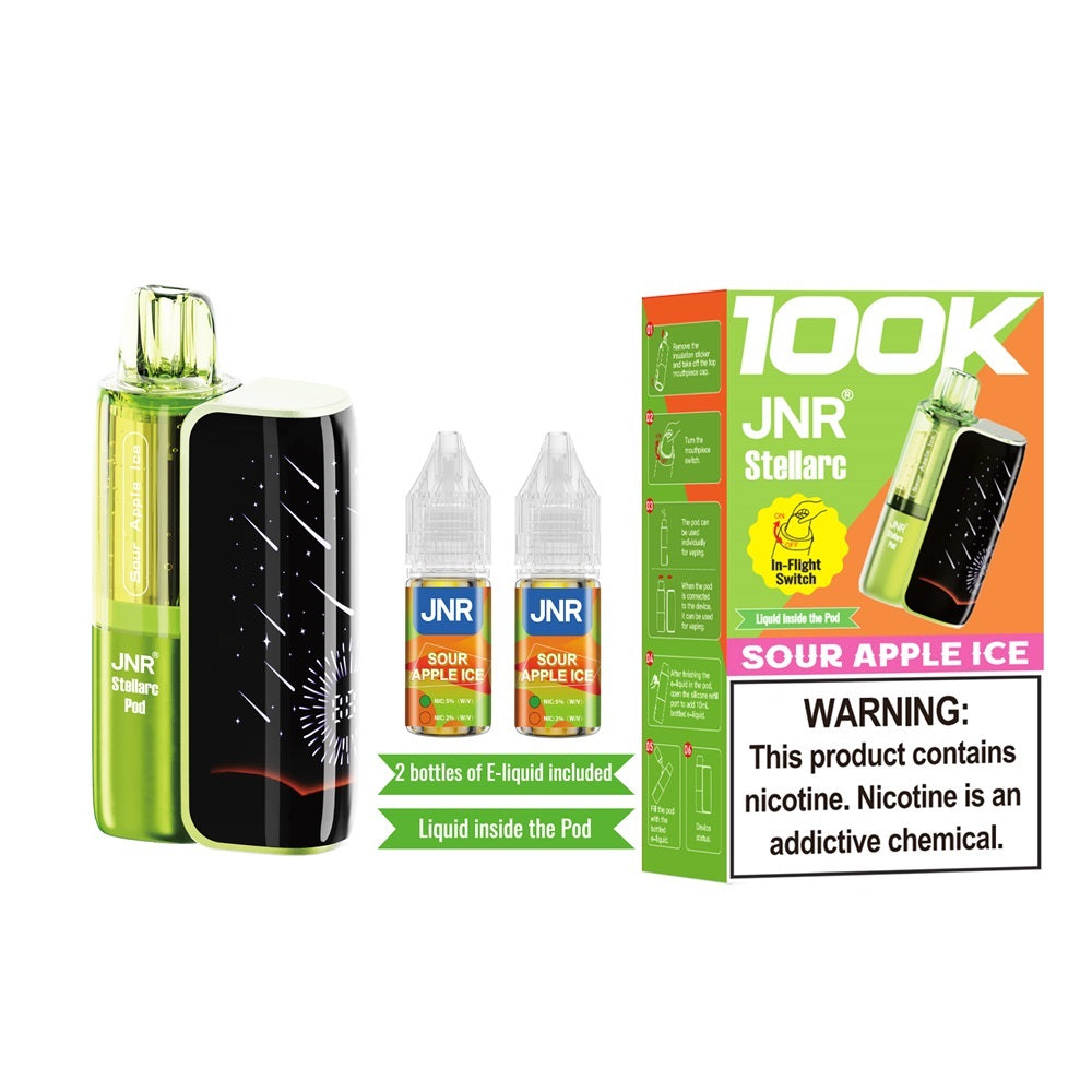 JNR Stellarc 100K Kit Sour Apple Ice Disposable Vape - Black Coral 