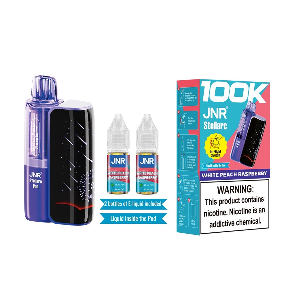 JNR Stellarc 100K Kit White Peach Raspberry Disposable Vape - Black Coral