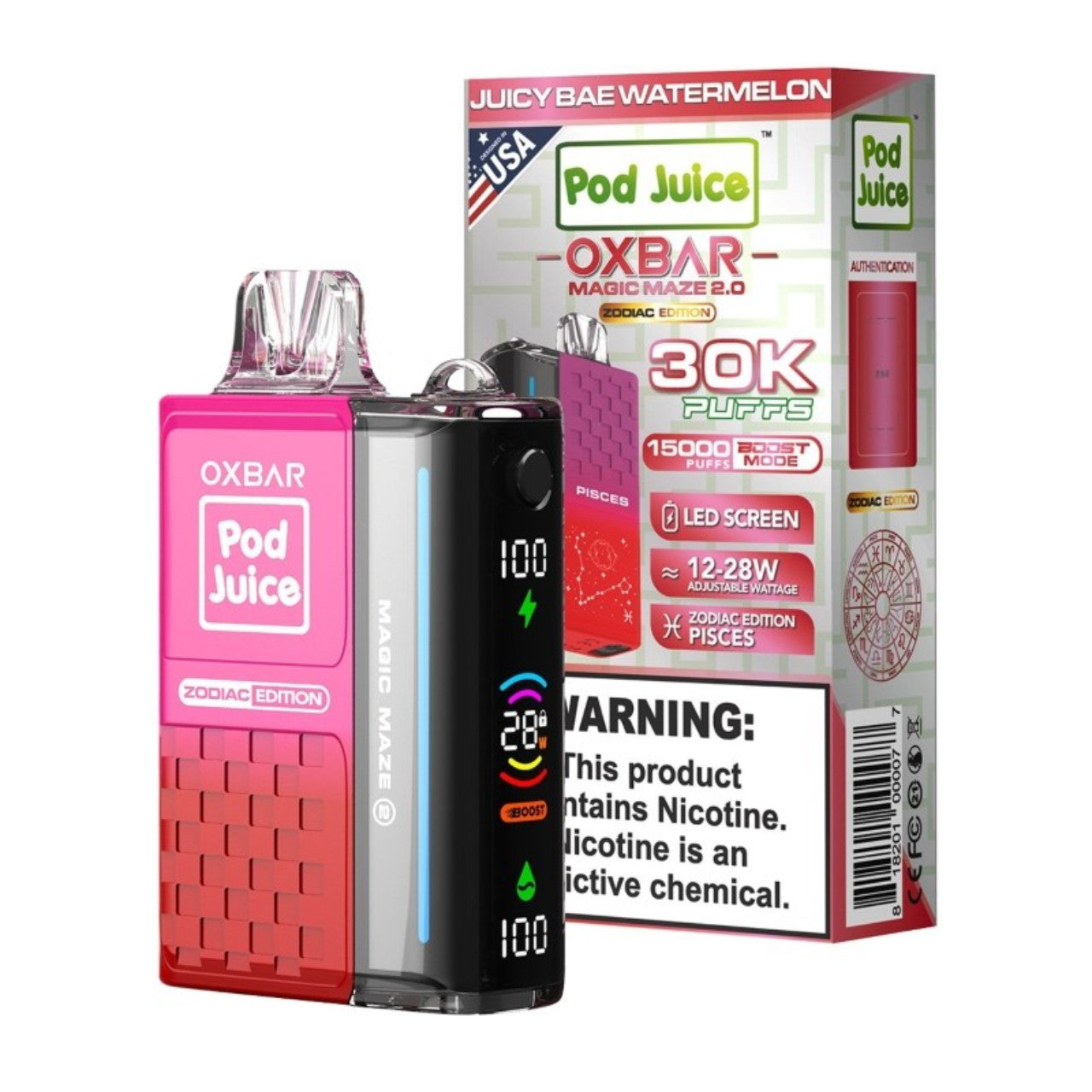 Juicy Bae Watermelon Oxbar Magic Maze 2.0 Pod Juice 30K - Black Coral