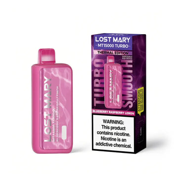 Blueberry Raspberry Lemon Lost Mary MT15000 Turbo disposable vape packaging
