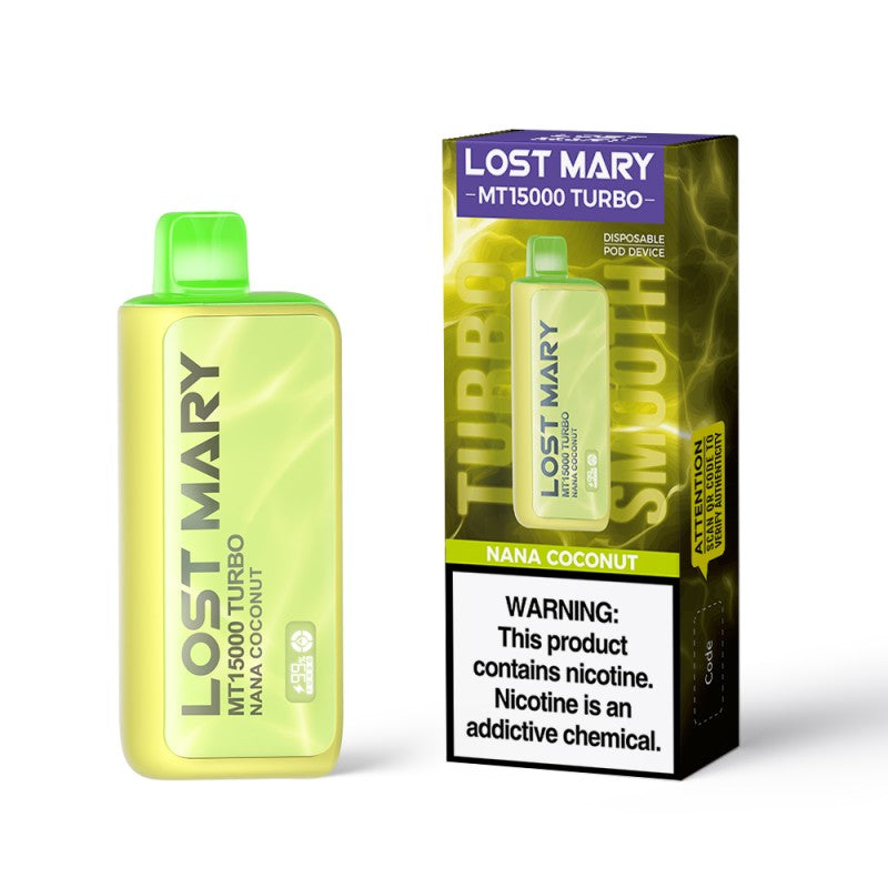 Nana Coconut Lost Mary MT15000 Turbo disposable vape packaging