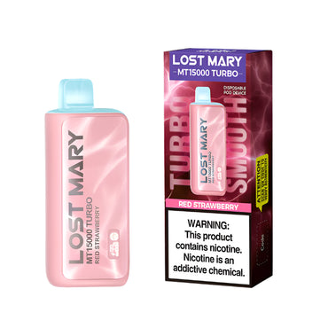 Red Strawberry Lost Mary MT15000 Turbo disposable vape packaging