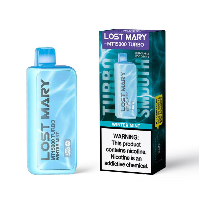 Winter Mint Lost Mary MT15000 Turbo disposable vape packaging