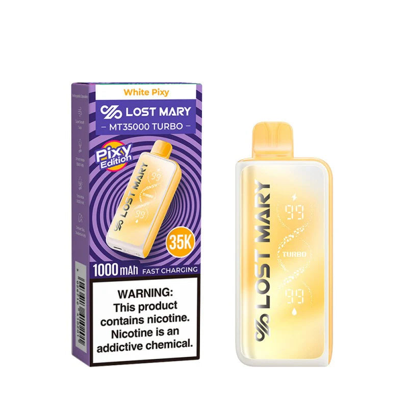 White Pixy Lost Mary MT35000 Turbo Disposable Vape packaging