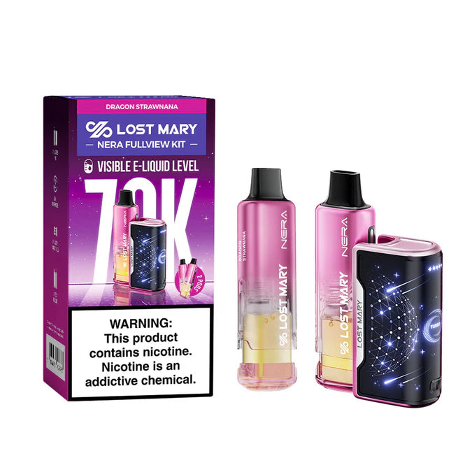Dragon Strawnana Lost Mary Nera Fullview 70K Kit disposable vape packaging