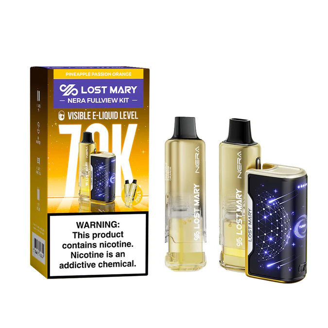 Pineapple Passion Orange  Lost Mary Nera Fullview 70K Kit disposable vape packaging
