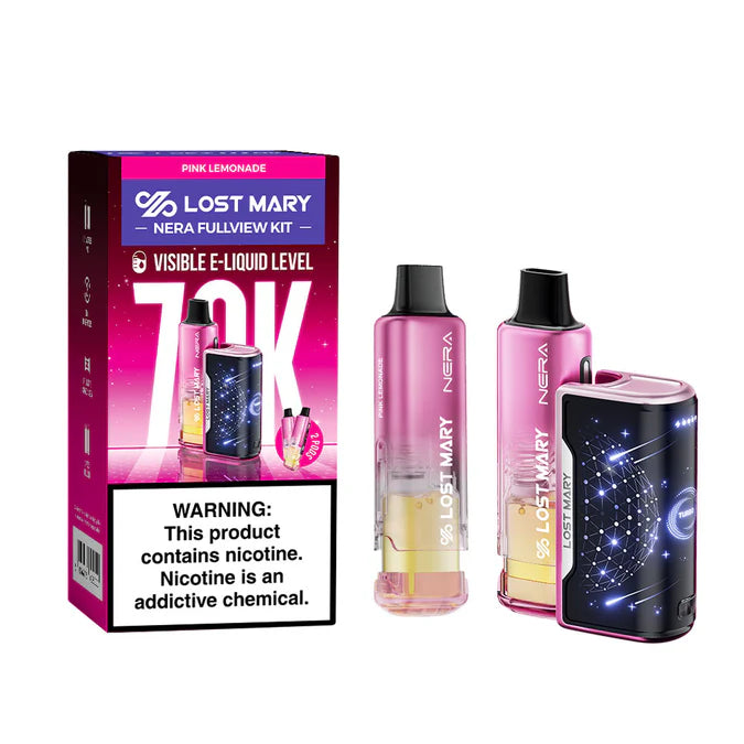 Pink Lemonade Lost Mary Nera Fullview 70K Kit disposable vape packaging