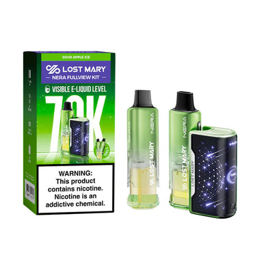 Sour Apple Ice Lost Mary Nera Fullview 70K Kit disposable vape packaging
