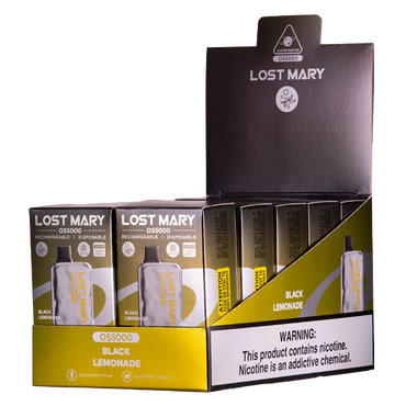 Black Lemonade Lost Mary OS5000 Luster disposable vape packaging