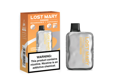 Lemon Lime Passion Fruit Lost Mary OS5000 Luster disposable vape packaging