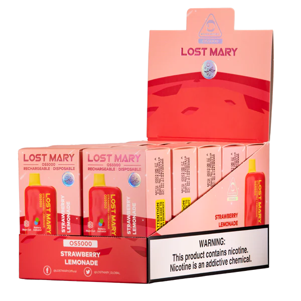 Strawberry Lemonade Lost Mary OS5000 disposable vape packaging