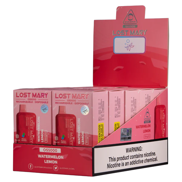 Black Lemonade Lost Mary OS5000 disposable vape packaging