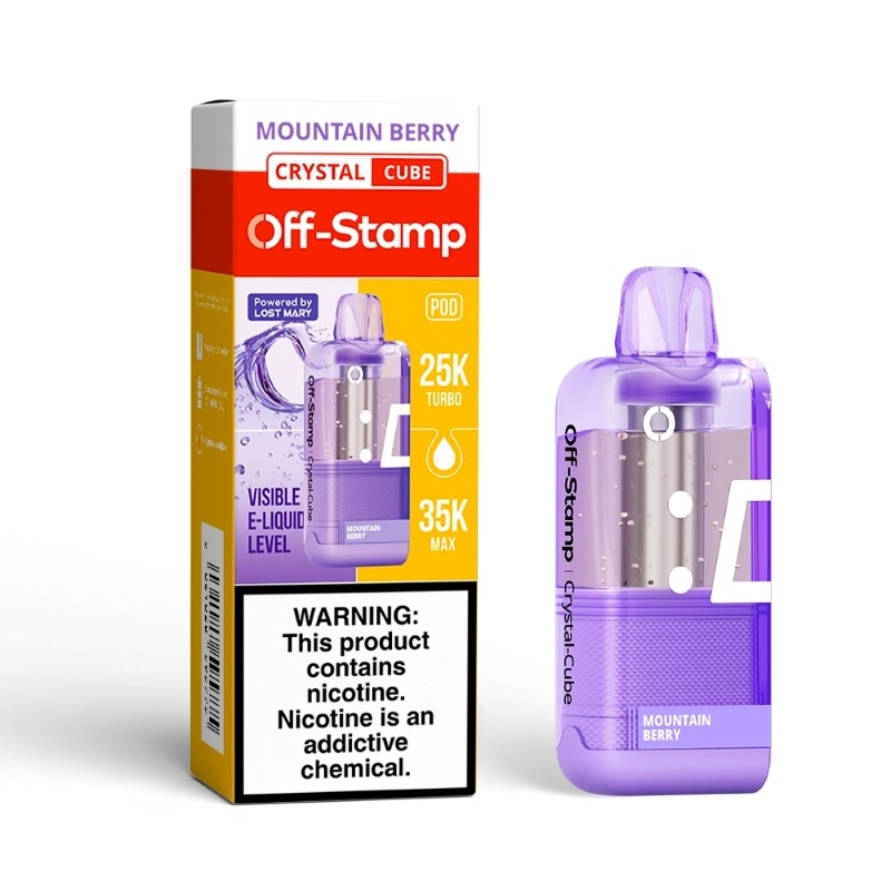 Off Stamp Crystal Cube 35K Pod Mountain Berry Disposable Vape - Black Coral