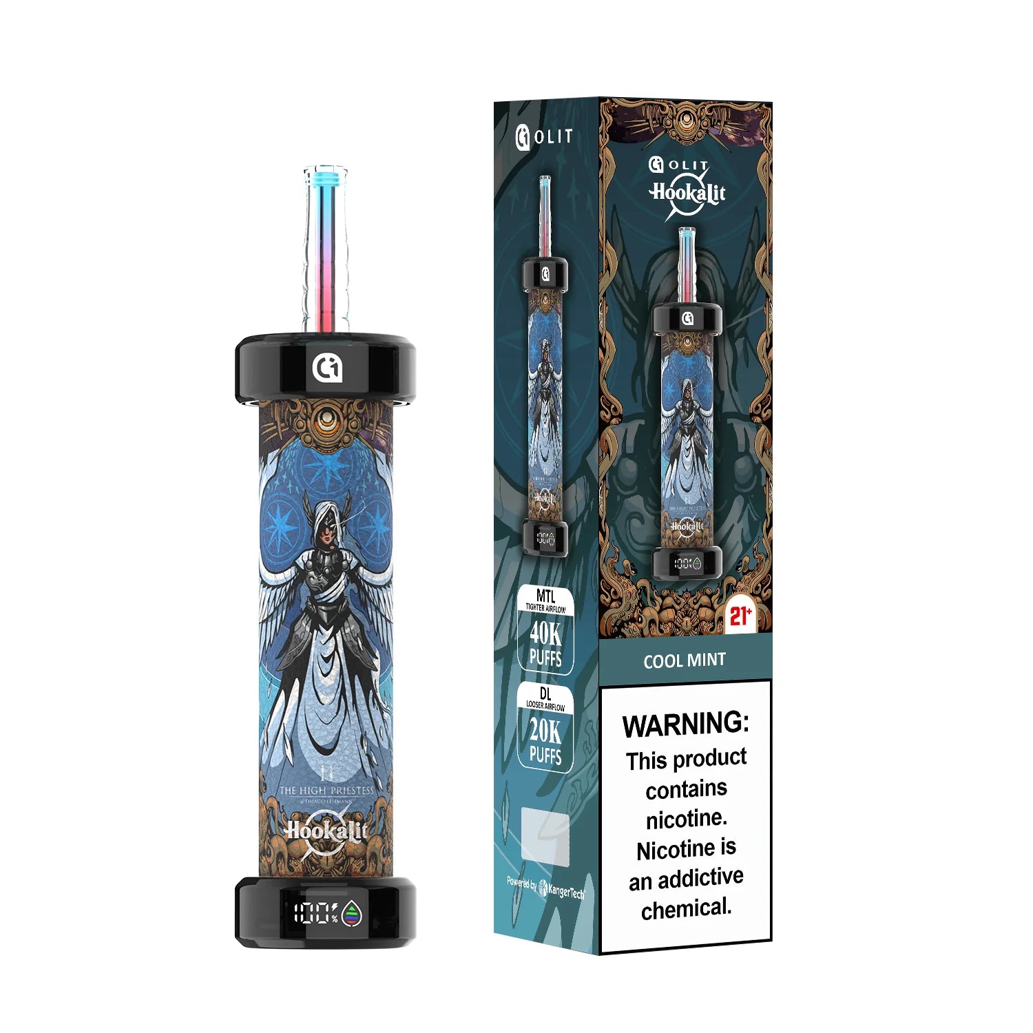 Olit Hookalit 40K Cool Mint (The High Priestess) Disposable Vape - Black Coral