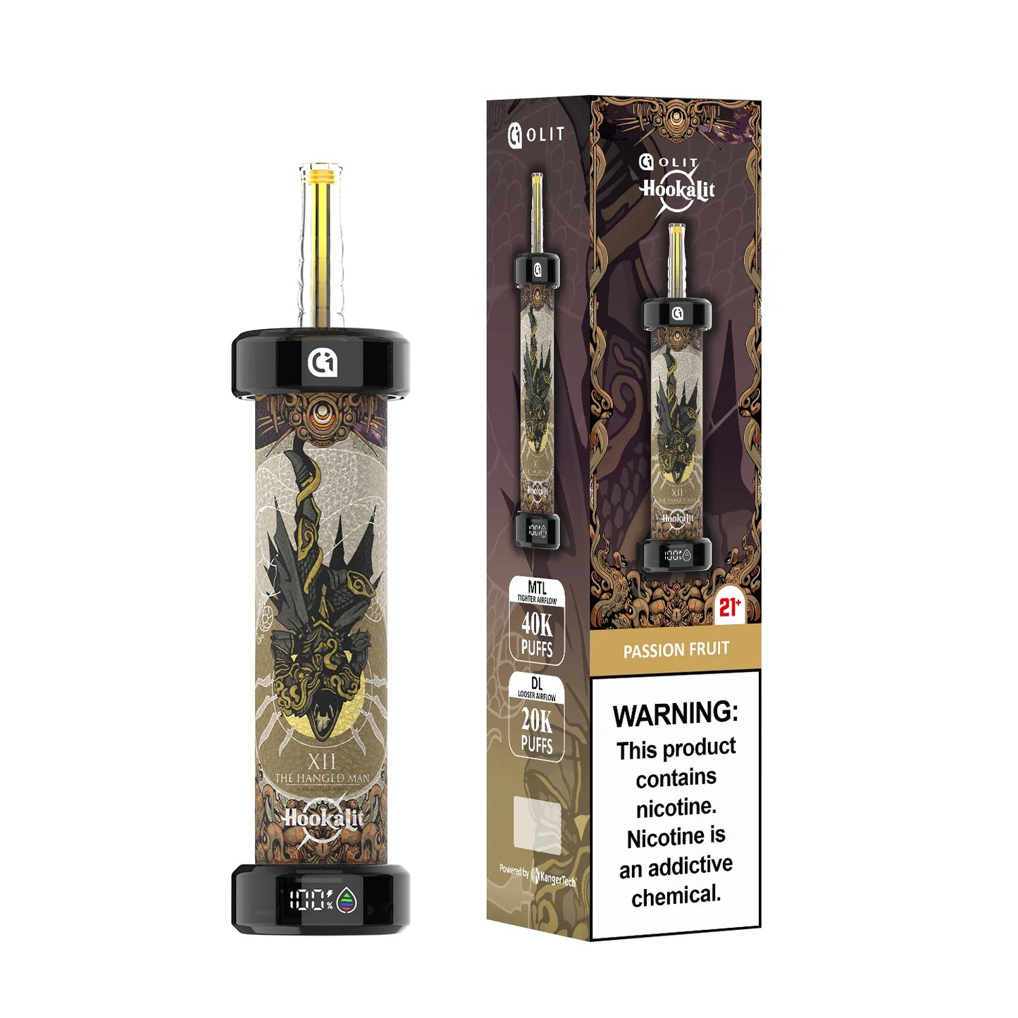 Olit Hookalit 40K Passion Fruit (The Hanged Man) Disposable Vape - Black Coral