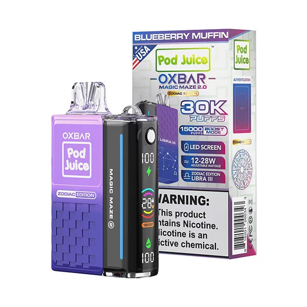 Oxbar Magic Maze 2.0 Pod Juice 30K Blueberry Muffin Disposable Vape - Black Coral