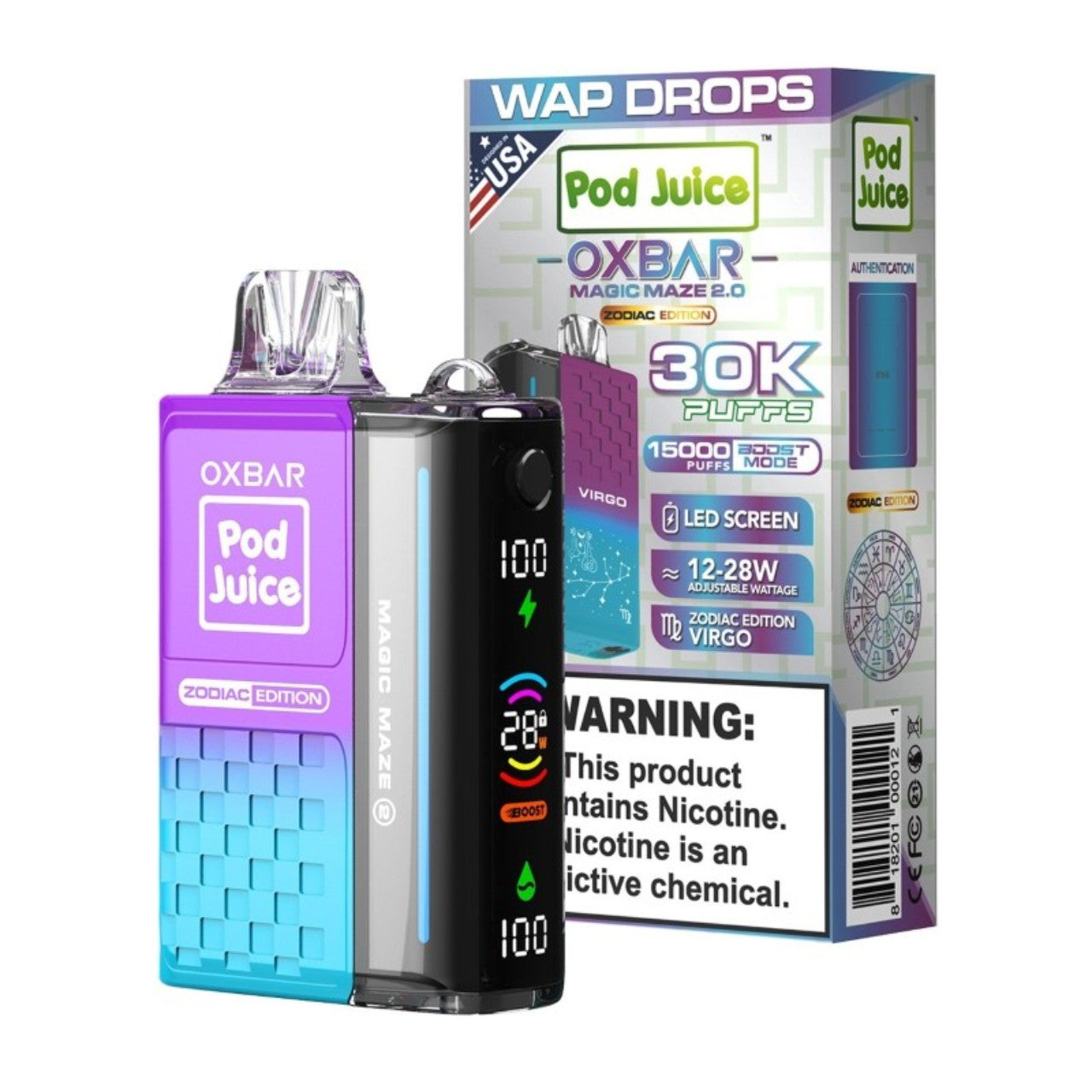 Oxbar Magic Maze 2.0 Pod Juice 30K WAP Drops Disposable Vape - Black Coral