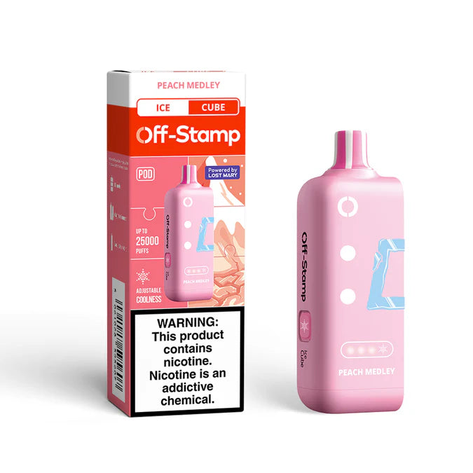Off Stamp Cube 25K Pod Peach Medley Disposable Vape - Black Coral