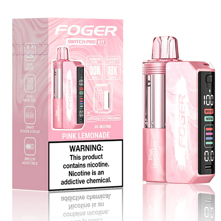 Foger Switch Pro 30K Kit Pink Lemonade Disposable Vape - Black Coral