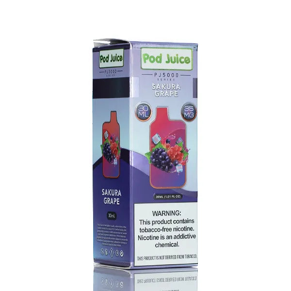Pod Juice Salt PJ5000 - Sakura Grape Ice - 30ml - Black Coral