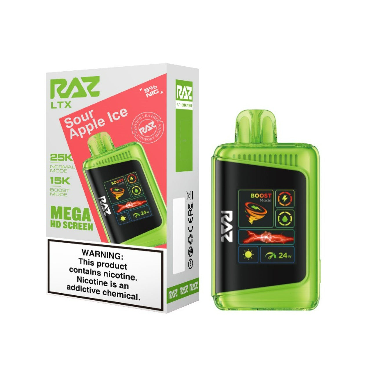 Raz LTX 25K Sour Apple Ice Disposable Vape - Black Coral