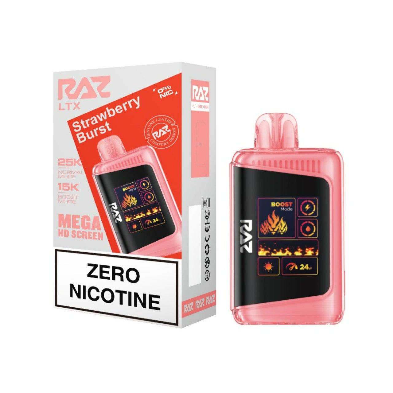 Raz LTX 25K Strawberry Burst Disposable Vape (Zero Nicotine) - Black Coral