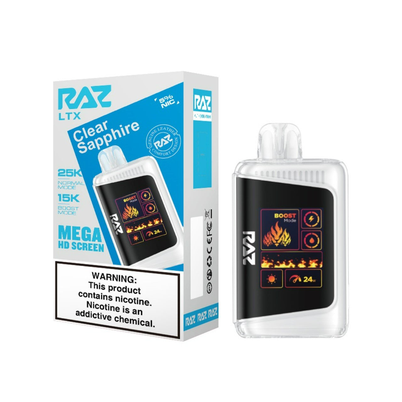 Raz LTX 25K Clear Sapphire Disposable Vape - Black Coral