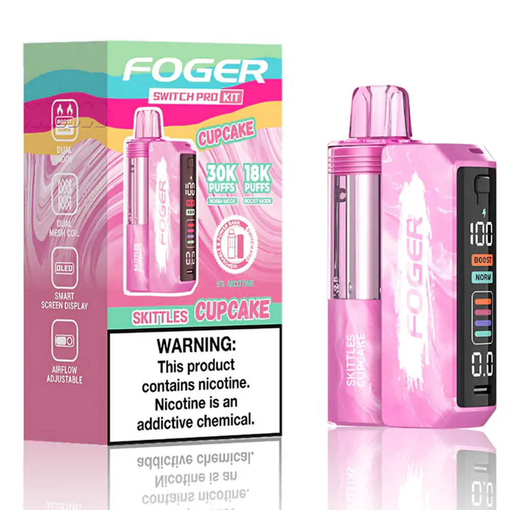 Foger Switch Pro 30K Kit Skittles Cupcake Disposable Vape - Black Coral