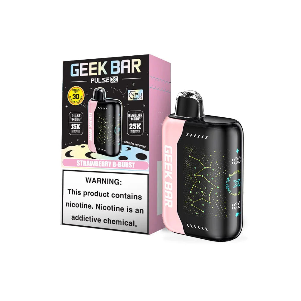 Geek Bar Pulse X 25000 Strawberry B Burst Disposable Vape -  Black Coral