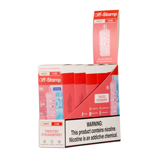 Off Stamp Cube 25K Pod Twisted Strawberry Disposable Vape - Black Coral