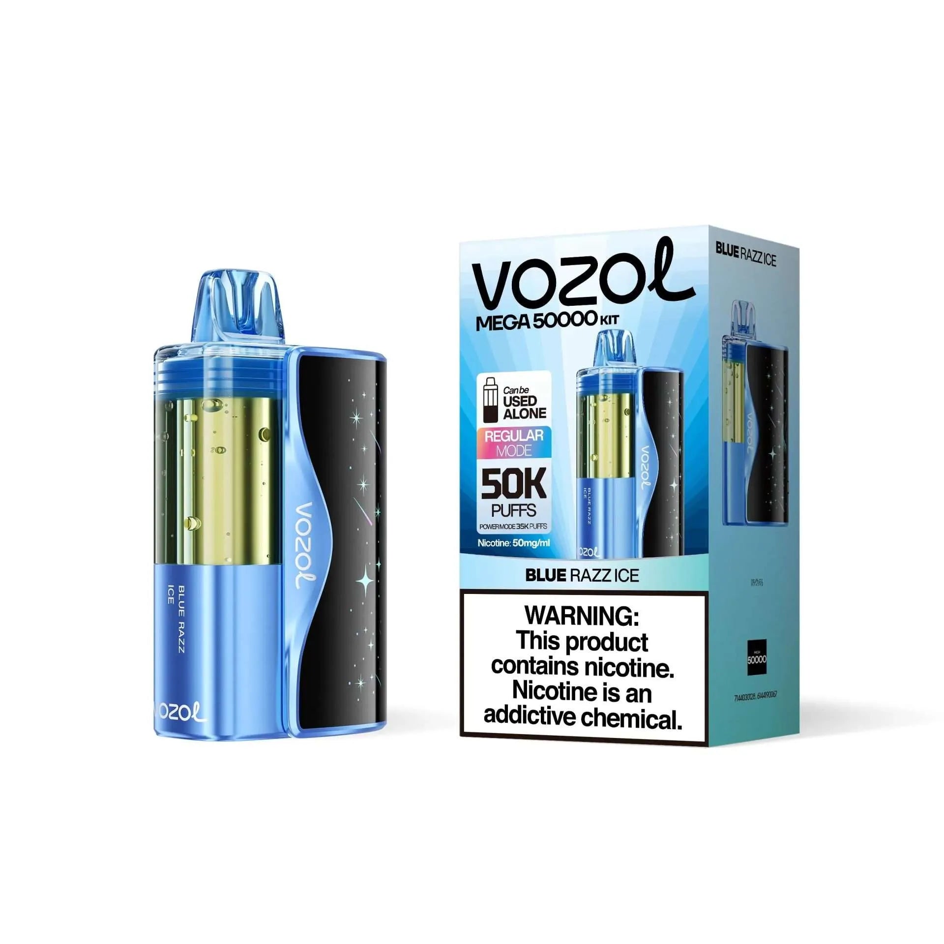 Vozol Mega 50K Blue Razz Ice Disposable Vape - Black Coral