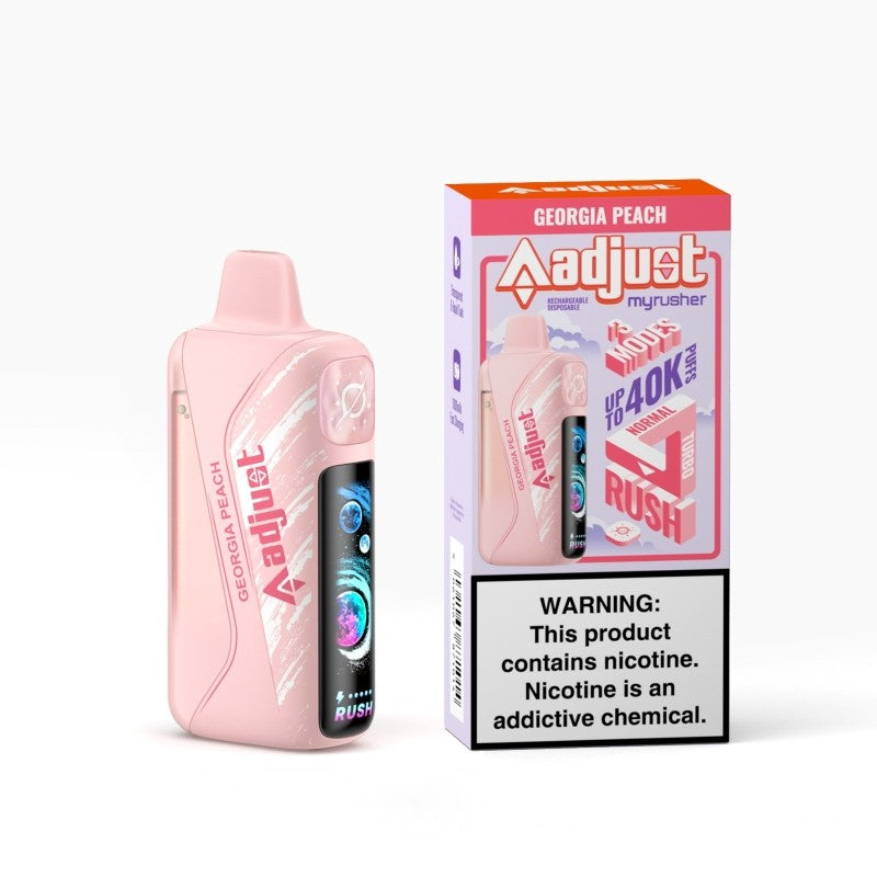 Georgia Peach Adjust MyRusher 40K Disposable Vape Packaging 