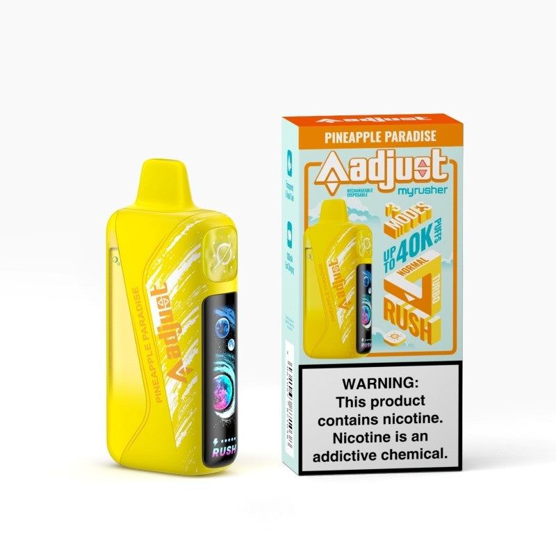Pineapple Paradise Adjust MyRusher 40K Disposable Vape Packaging 