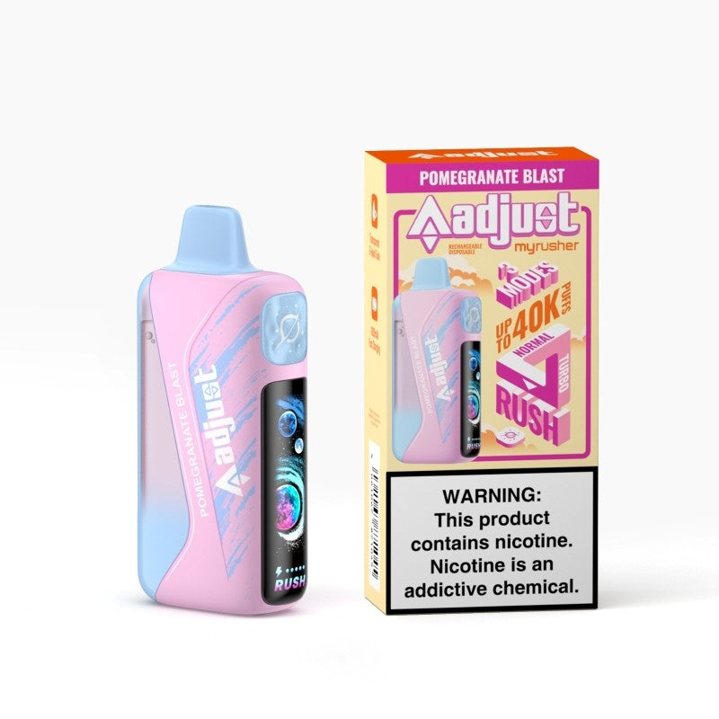 Pomegranate Blast Adjust MyRusher 40K Disposable Vape Packaging 