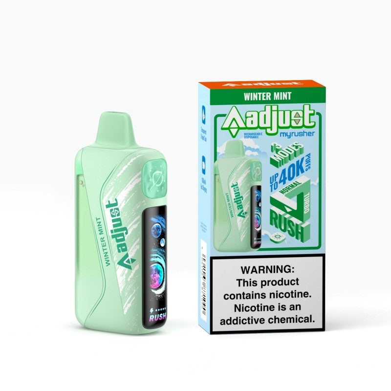 Winter Mint Adjust MyRusher 40K Disposable Vape Packaging 