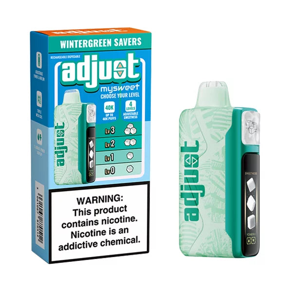 Wintergreen Savers Adjust MySweet 40K Disposable Vape Packaging