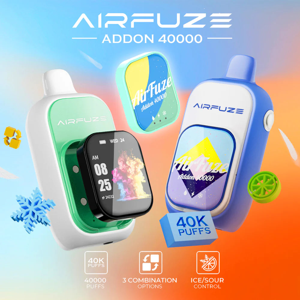 Sour Blue Pink Lemonade (Sour Control) AirFuze Addon 40K (W/ Nicotine Strips) disposable vape packaging