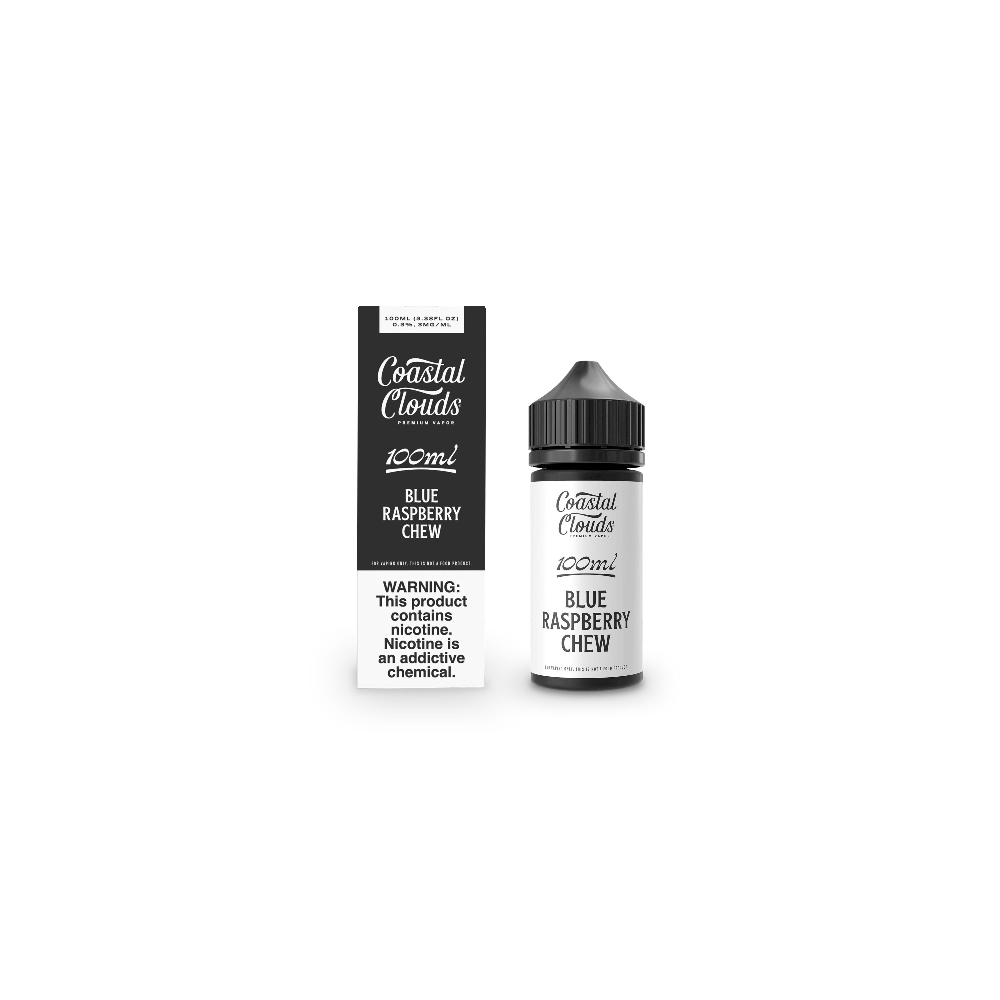 Blue Raspberry Chew Coastal Clouds 100ml E-Liquid Packaging