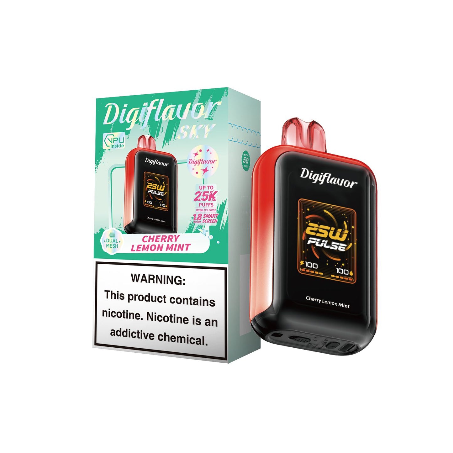 Cherry Lemon Mint Digiflavor SKY 25K Disposable Vape Packaging 
