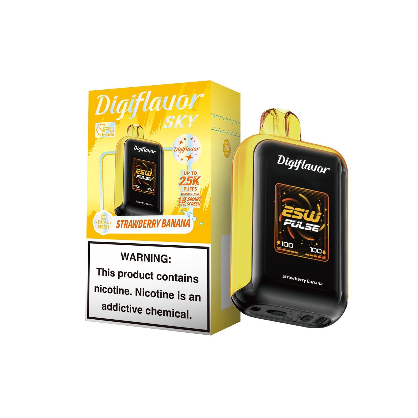 Strawberry Banana Digiflavor SKY 25K Disposable Vape Packaging 