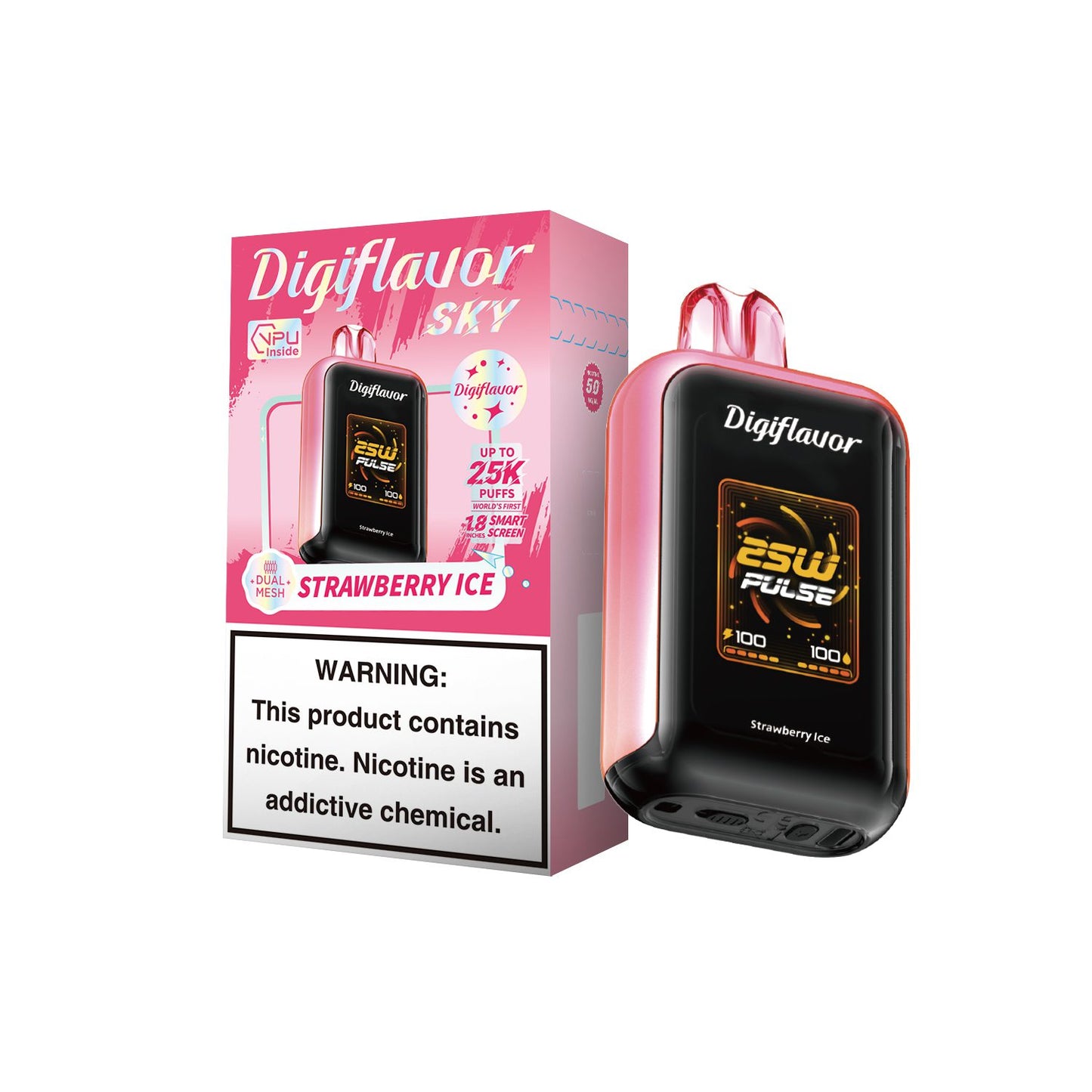 Strawberry Ice Digiflavor SKY 25K Disposable Vape Packaging 