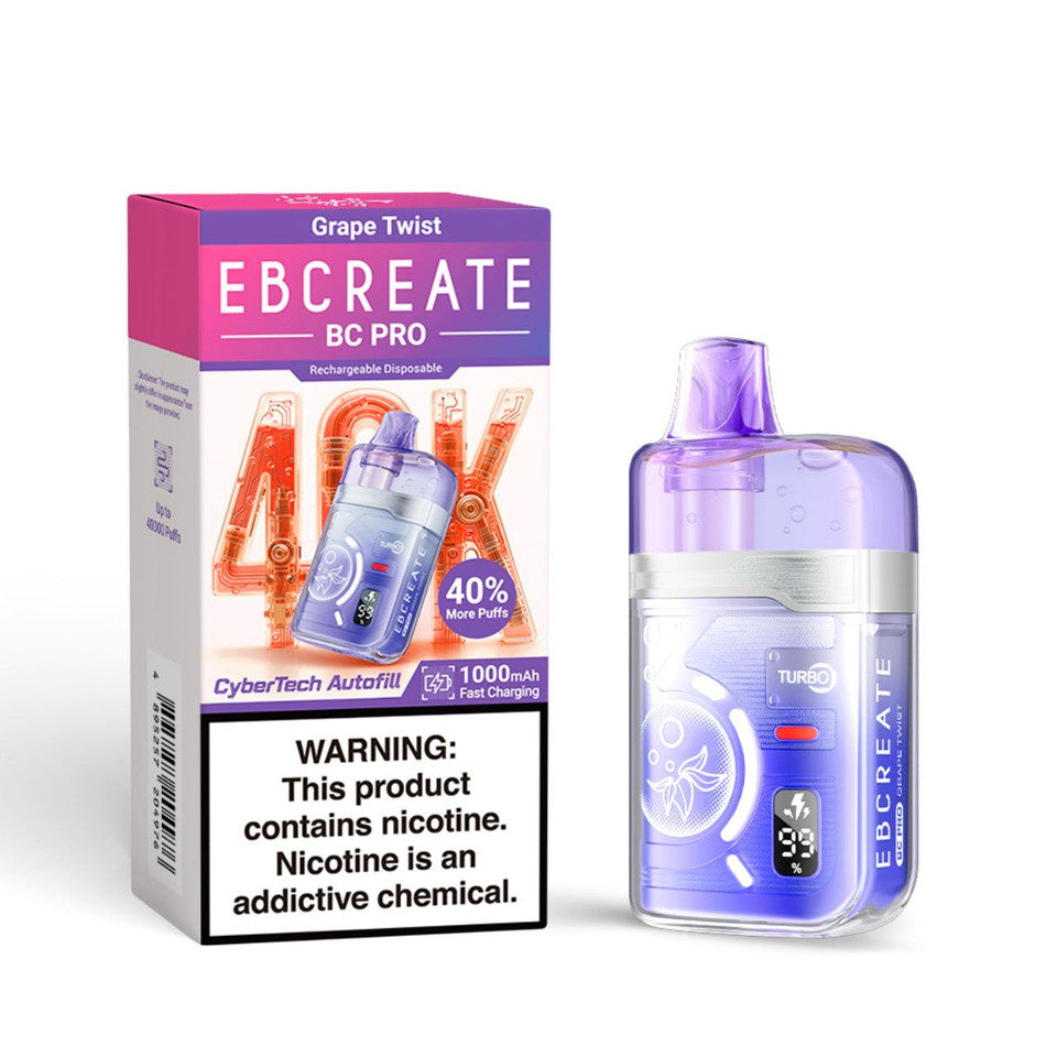 Grape Twist EBCREATE BC Pro 40K Disposable Vape Packaging 
