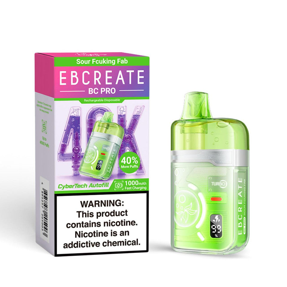 Sour Fcuking Fab EBCREATE BC Pro 40K Disposable Vape Packaging 