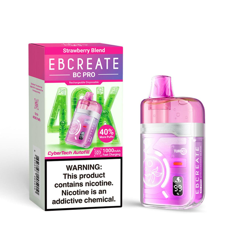 Strawberry Blend EBCREATE BC Pro 40K Disposable Vape Packaging 