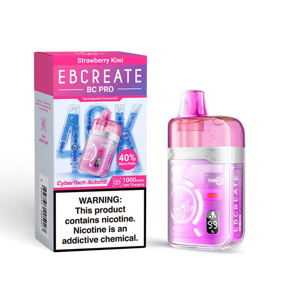 Strawberry Kiwi EBCREATE BC Pro 40K Disposable Vape Packaging 