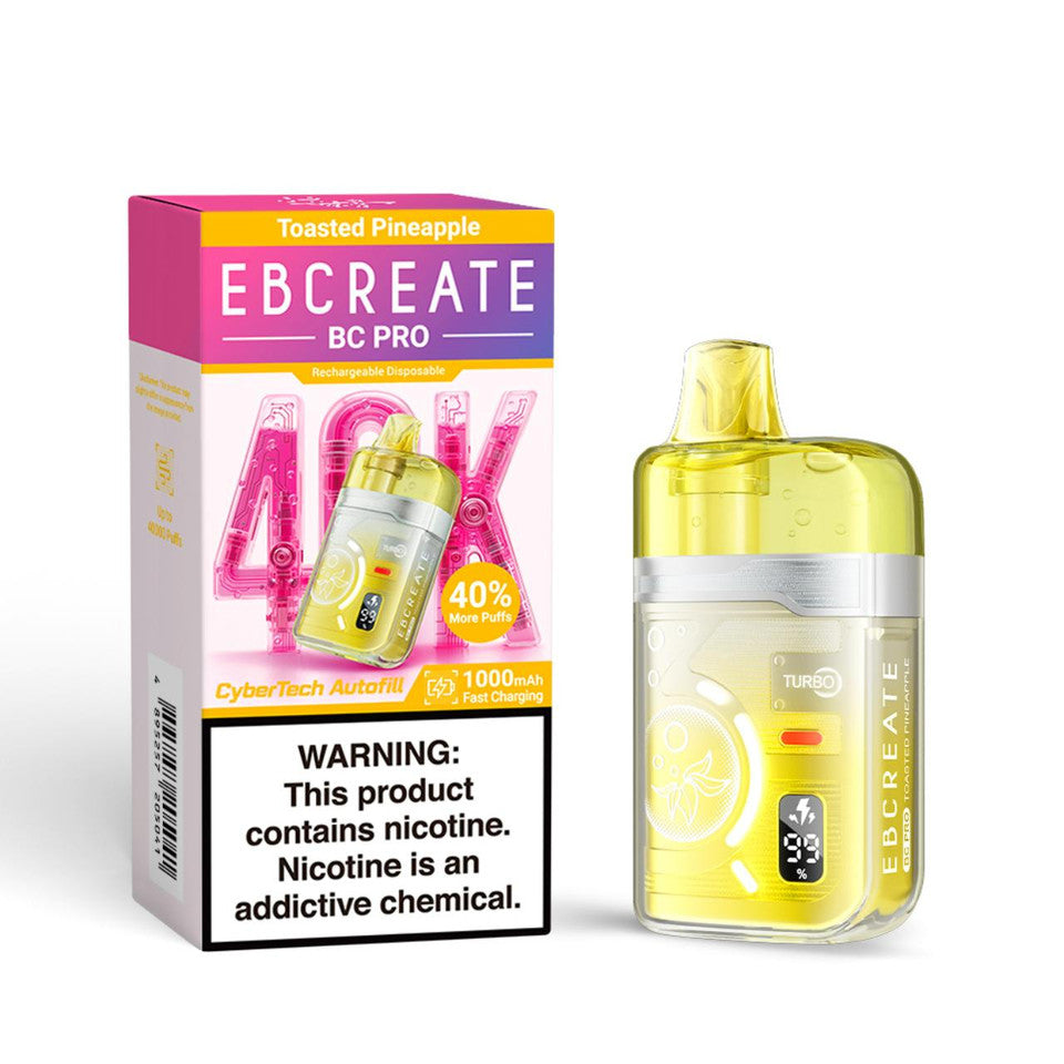 Toasted Pineapple EBCREATE BC Pro 40K Disposable Vape Packaging 