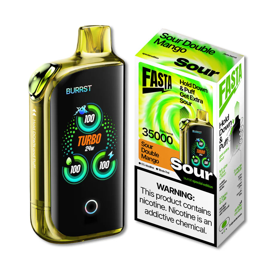 Sour Double Mango Fasta Burrst 35000 (Sour Edition) disposable vape packagin g