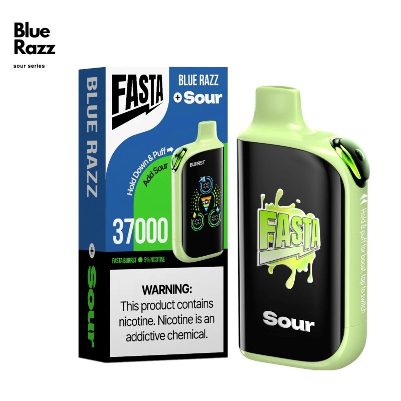 Blue Razz FASTA Burrst 37000 Disposable Vape Packaging 