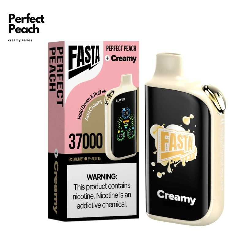 Perfect Peach FASTA Burrst 37000 Disposable Vape Packaging 